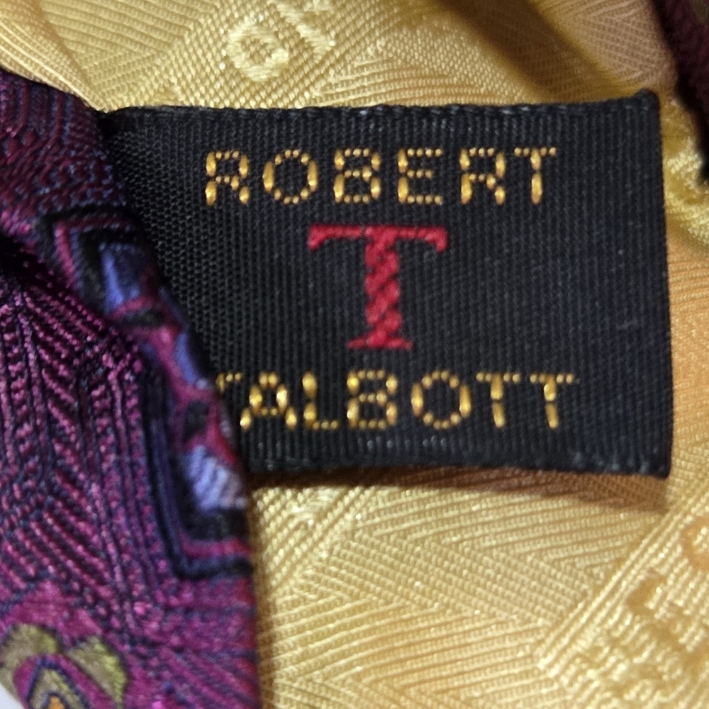 Robert Talbott Best of Class Hand Sewn Silk Tie Purple Gold Geometric Made USA - Picture 8 of 9
